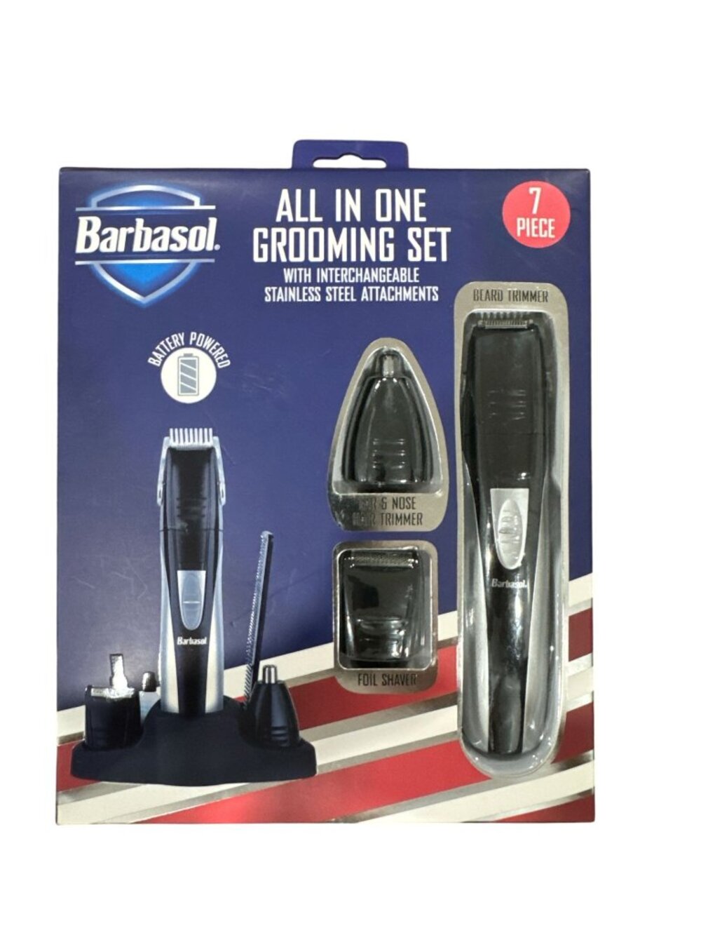 Barbasol All-In-One 7-Piece Grooming Set With Interchangeable Stainless Steel At